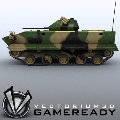3D Model of Game-ready model of modern Chinese airborne fighting vehicle ZLC2000 with two RGB textures: 1024x1024 for AFV and 1024x512 for track and wheels. - 3D Render 3
